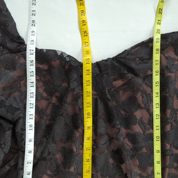 Coldwater Creek Lace Floral Cowl Neck Ruched Formal Dress 8 Black Brown - Picture 15 of 16